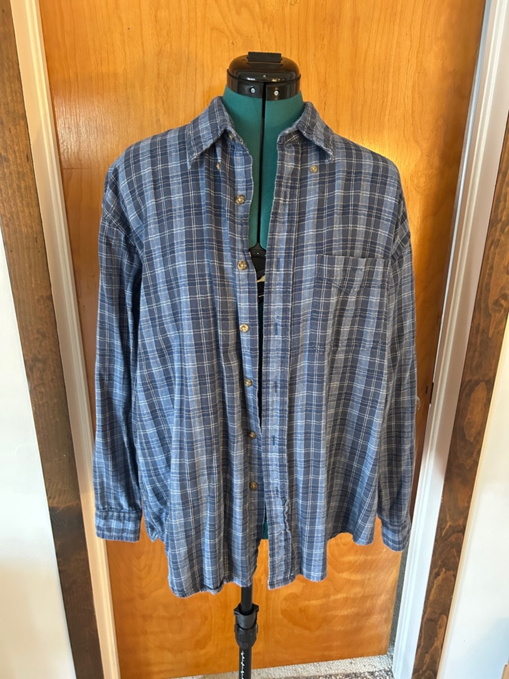 Van Heusen Blue Plaid Brushed Cotton Shirt